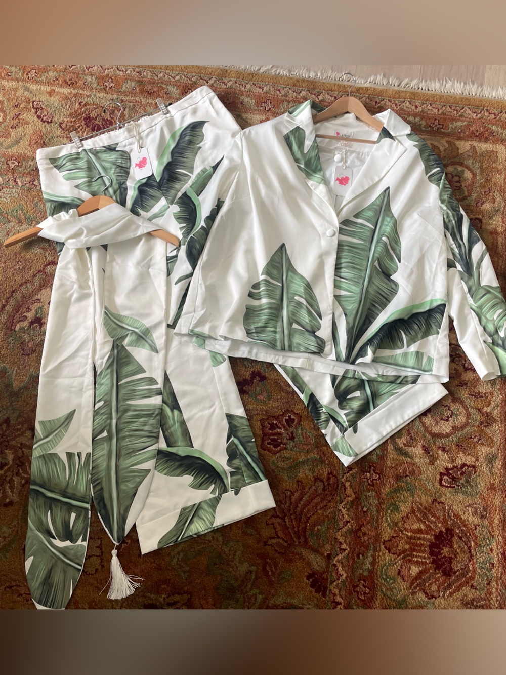 3pc Set L'ATISTE by Amy NWT Greenleaf Pant Set Tropical Leaf SIZE 2X - Picture 6 of 16